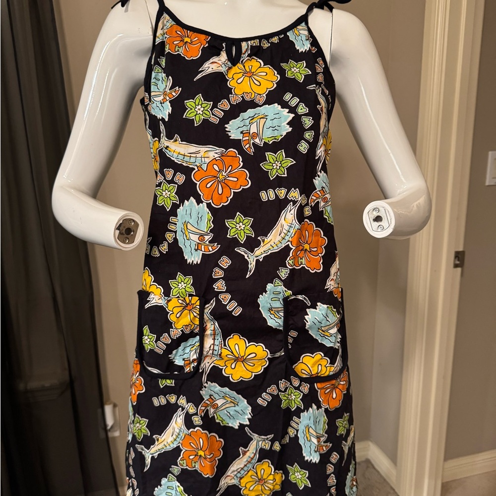 American Outpost  Sleeveless Dress - Black, Orange, Blue-Sz 12
